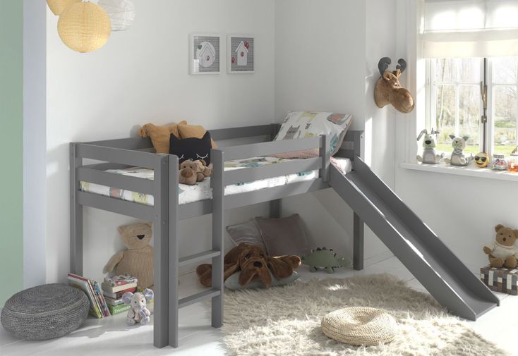 Lit pour enfant en bois avec toboggan Pino 90 x 200 cm