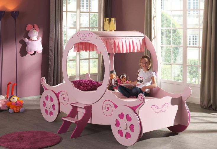 Lit pour Enfant Carrosse de Princesse avec Sommier