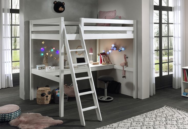 Lit pour enfant en bois mezzanine avec bureau 6 ans et plus