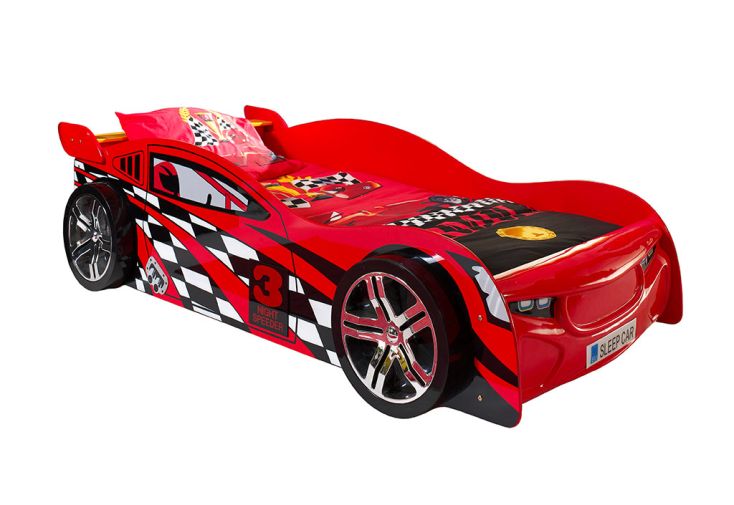 Lit Voiture Rouge en Bois pour Enfant 90 x 200 cm Night Speeder