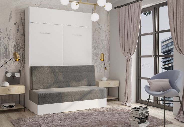 Canapé-lit escamotable en bois blanc – 140 x 200 cm - Nouméa