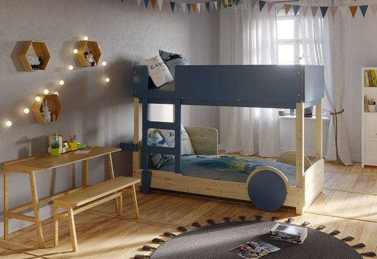 Lit Superposé Enfant Bois de Sapin Discovery 90 x 190 cm (Pls Coloris)