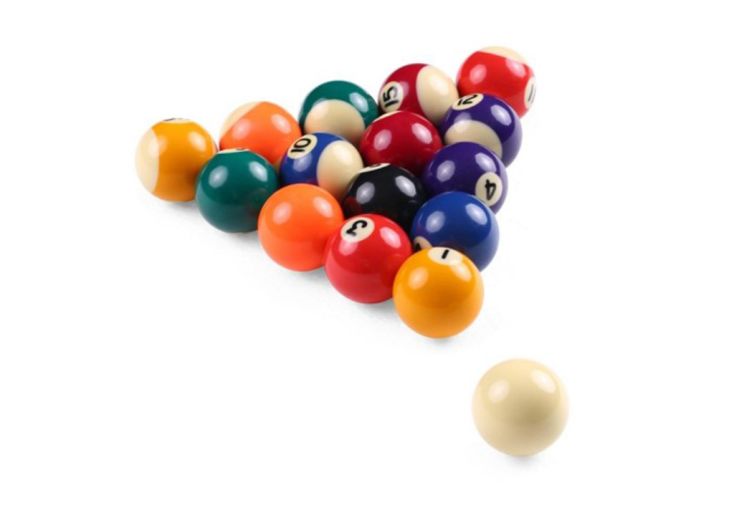 Jeu de 16 billes de billard en résine pour jeu américain - Ø 57 mm