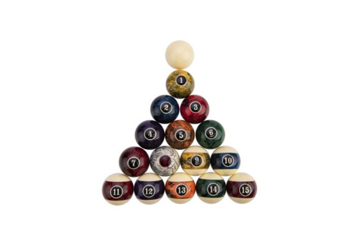 Lot de 16 billes de billard en résine pour jeu américain - Ø 57 mm