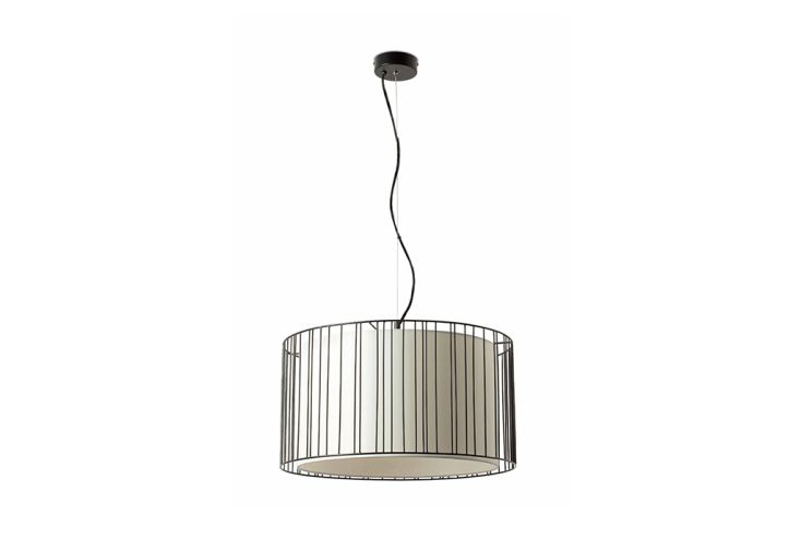 Luminaire suspension en métal et textile ⌀ 50 cm - Linda