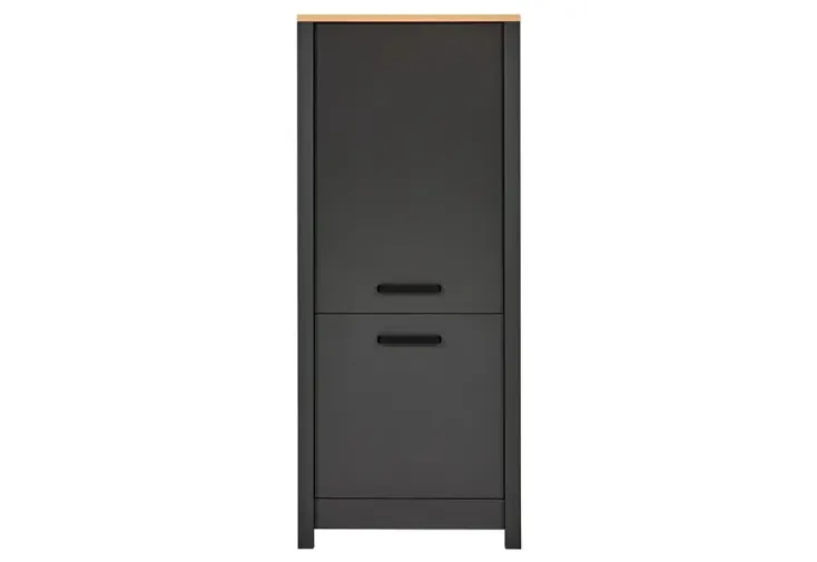 Meuble de cuisine pour réfrigérateur-congélateur h. 167 cm - Anthracite et bois