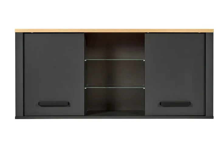 Meuble haut de cuisine 130 x 33 cm - Anthracite et bois