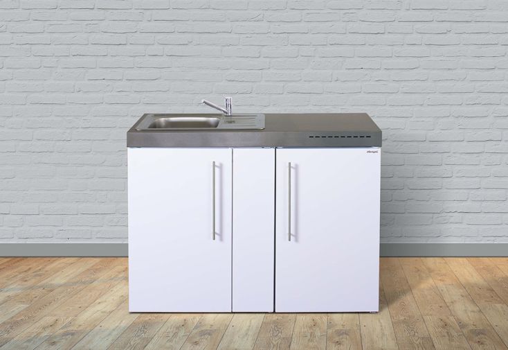 Kitchenette 120 cm sans frigo en métal blanc avec évier - MP120