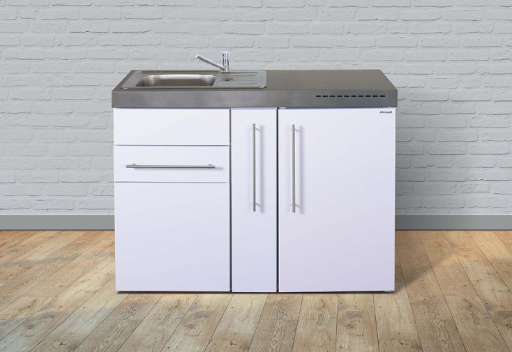 Kitchenette 120 cm sans frigo en métal blanc avec évier - MP120A