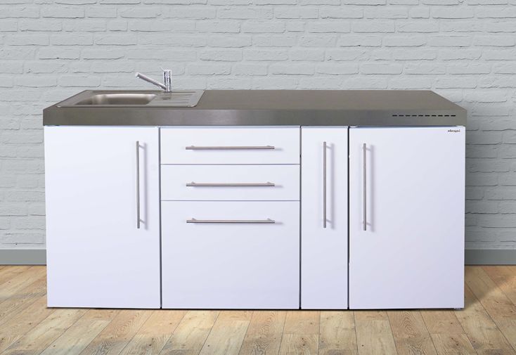 Kitchenette 180 cm sans frigo en métal blanc avec évier - MP180A