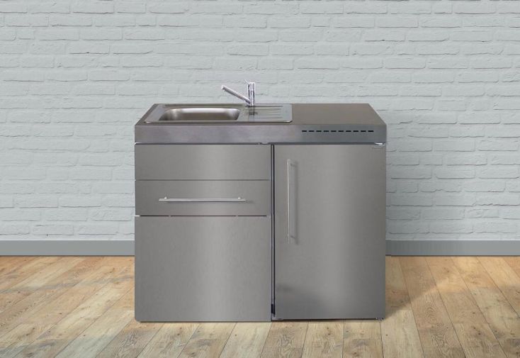 Kitchenette 110 cm sans frigo en inox avec évier - MPES110S