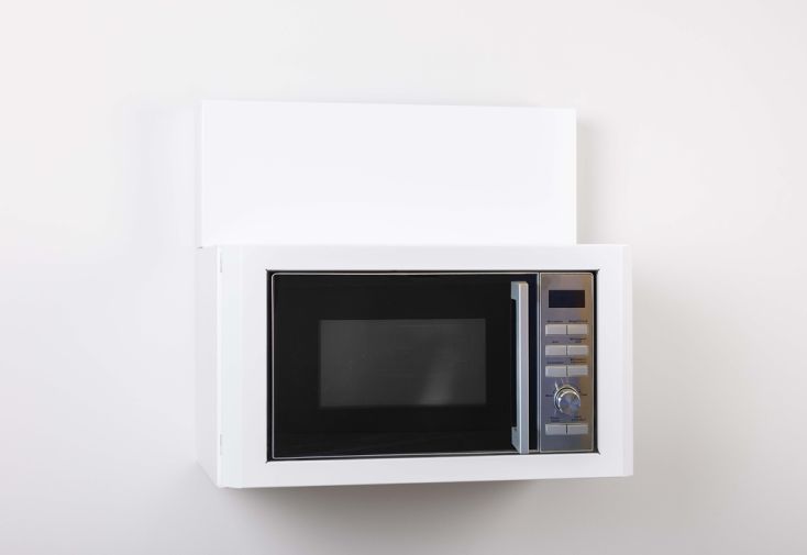 Armoire en métal blanc avec micro-ondes (60 x 36 x 72 cm)