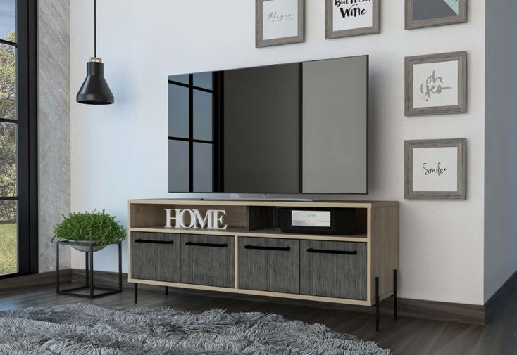 Meuble TV en bois 4 portes Hasta – 126 x 39 x 50 cm