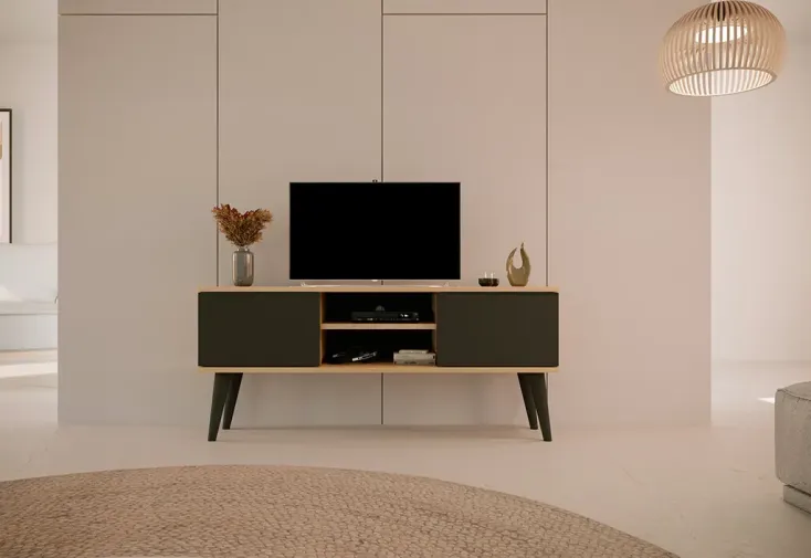 Meuble TV en bois noir 120 cm - Toronto 