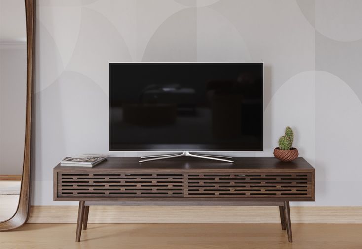 Meuble TV en bois avec compartiments - Radio