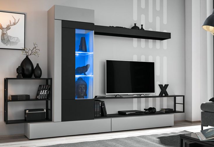 Meuble TV noir moderne 180 cm