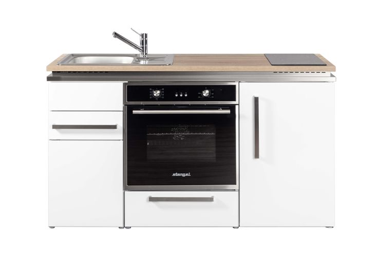 Kitchenette avec frigo, four, vitrocéramique – MDB 150 surface chêne