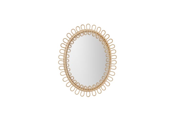 Miroir rond en rotin naturel – Luella