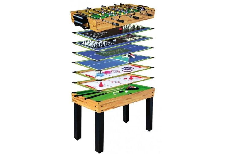 Table multi-jeux 12 en 1 en bois - 124 x 61 x 81 cm