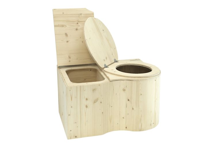 Toilette sèche d’intérieur en bois d’épicéa 52 x 77 cm - Angle