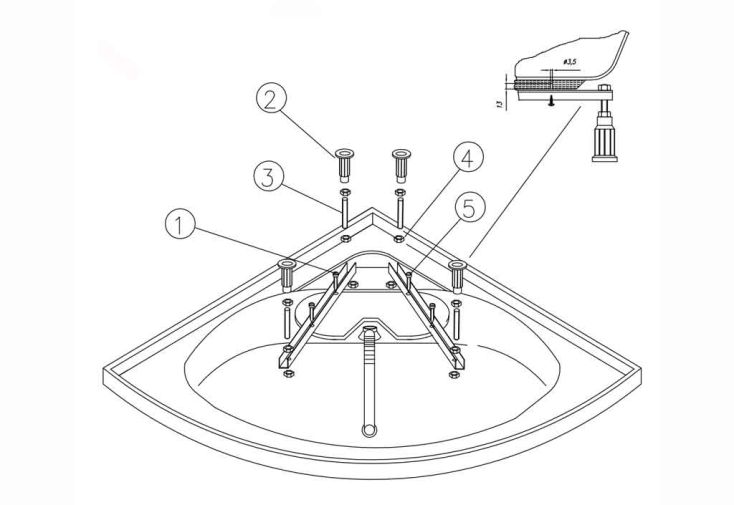 Pieds Support pour Baignoire Kolpa-san 501 PKK