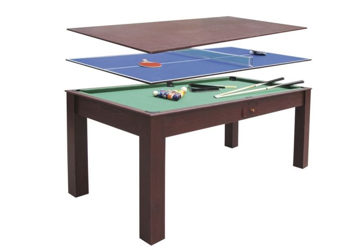 Table multi-jeux convertible en table à manger : billard, ping-pong