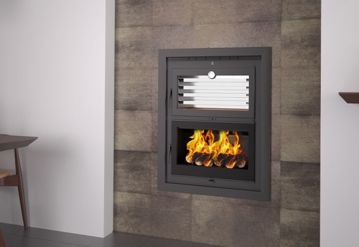Poêle à bois encastrable double combustion avec four 11 kW – HLI-200