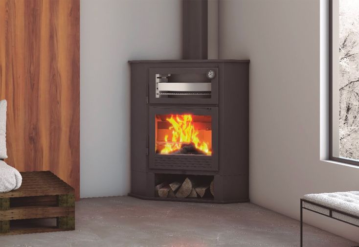 Poêle à bois d’angle double combustion avec four 9,5kW – CH-8 R