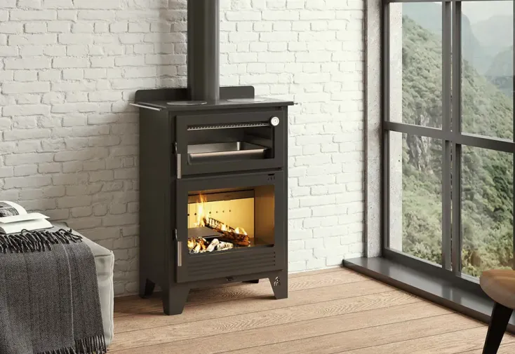 Poêle à bois double combustion vermiculite 9,5 kW + four - M-107 C