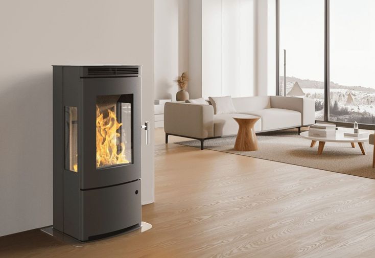 Poêle à bois double combustion en acier Talma Tri-Vision – 9,1 kW 