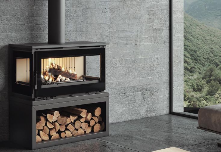 Poêle à bois double combustion en acier Sole – 12,5 à 13,5 kW