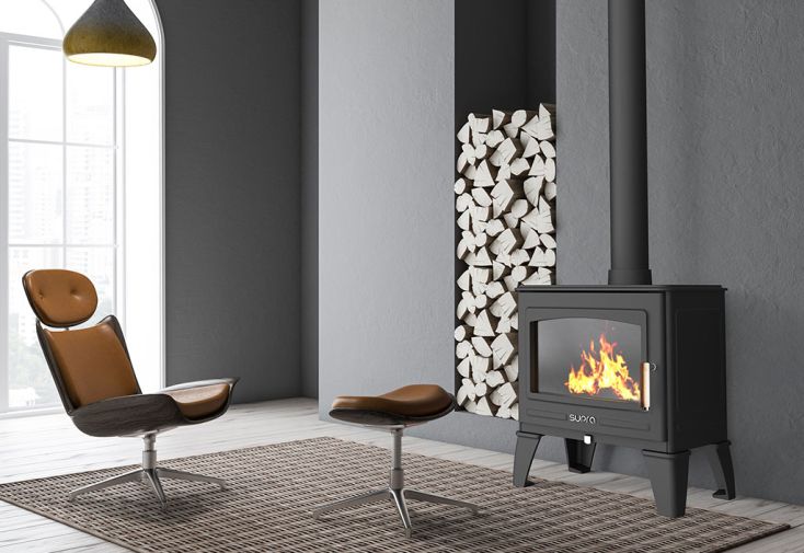 Poêle à bois double combustion en fonte Georges – 6,7 kW 