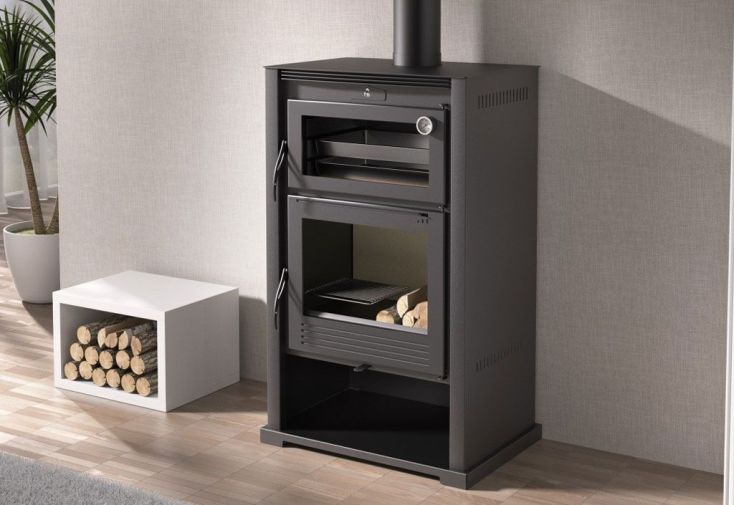 Cheminée poêle à bois + four + bûcher 9,5 kW M-107