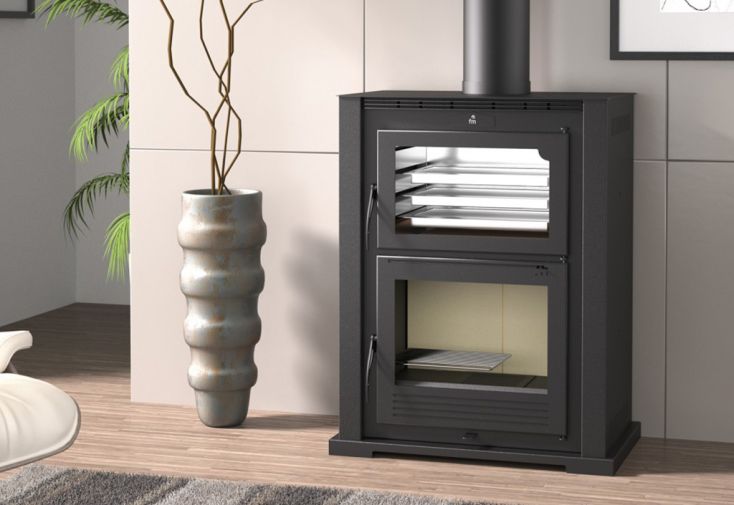 Poêle à bois en acier d'angle avec four 14.5 Kw HL-200-R Foyer en fonte