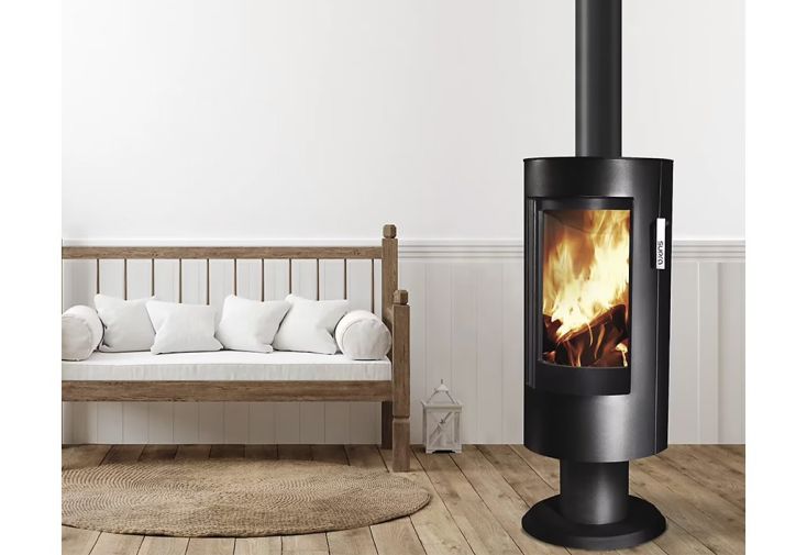Poêle à bois sur pieds en acier double combustion Chloé – 7,1 kW 