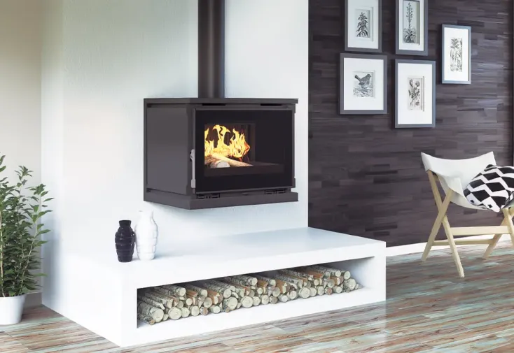 Poêle à bois suspendu double combustion fonte 12,6 kW - M-170 FK