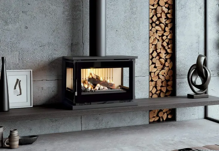 Poêle à bois suspendu double combustion fonte 12,6 kW - M-173 K