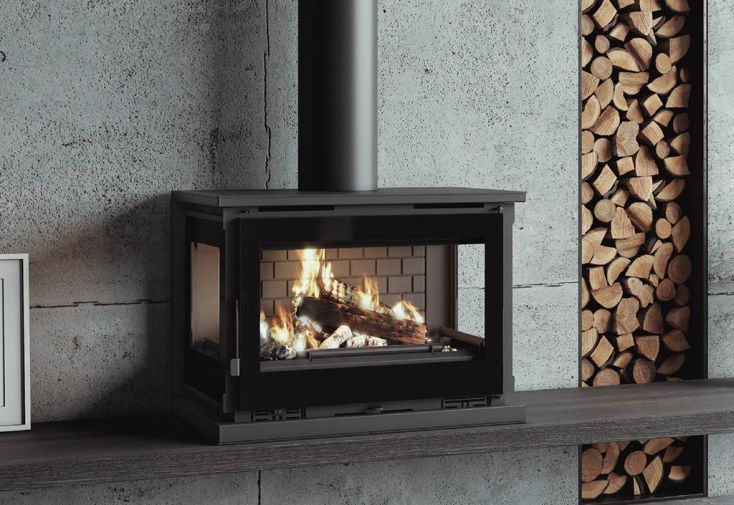 Poêle à bois double combustion en acier – 13 kW