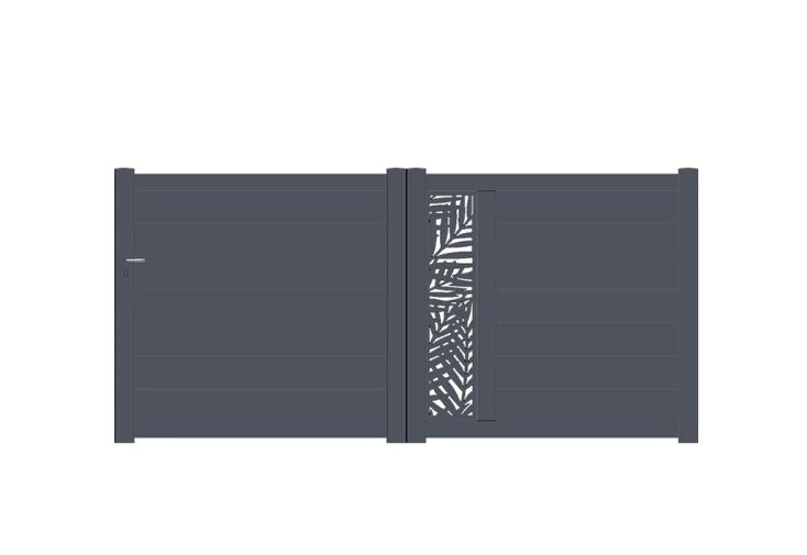 Portail coulissant aluminium 3m50 manuel - motifs découpe laser