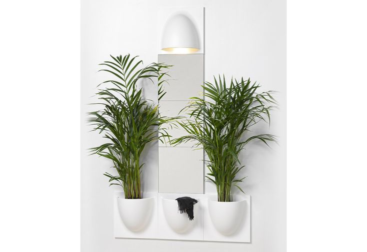 Pots de fleurs suspendus en biopolymère + miroir et éclairage LED