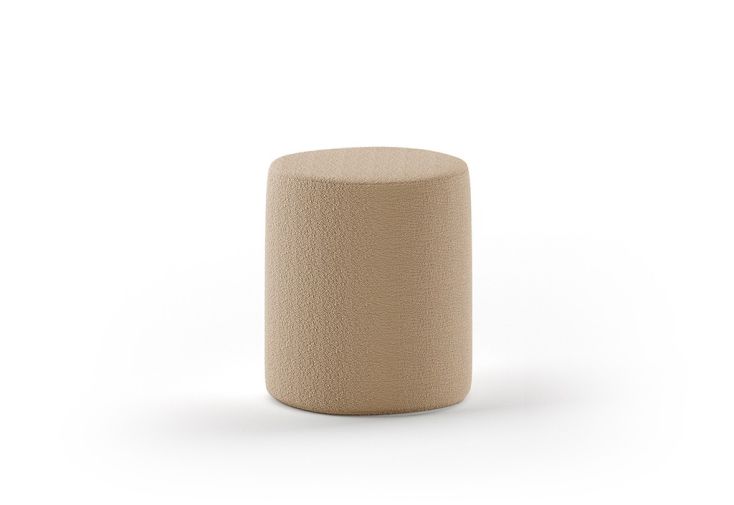 Pouf rond en polyester bouclé Moon marron - ⌀ 41 x 41,5 cm