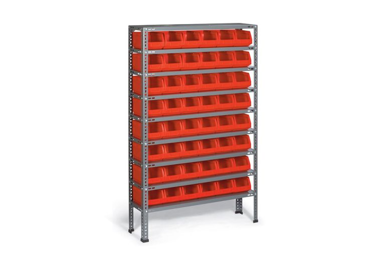 Rayonnage Industriel + Bacs 48 x 4 Litres - 260x1000x1600