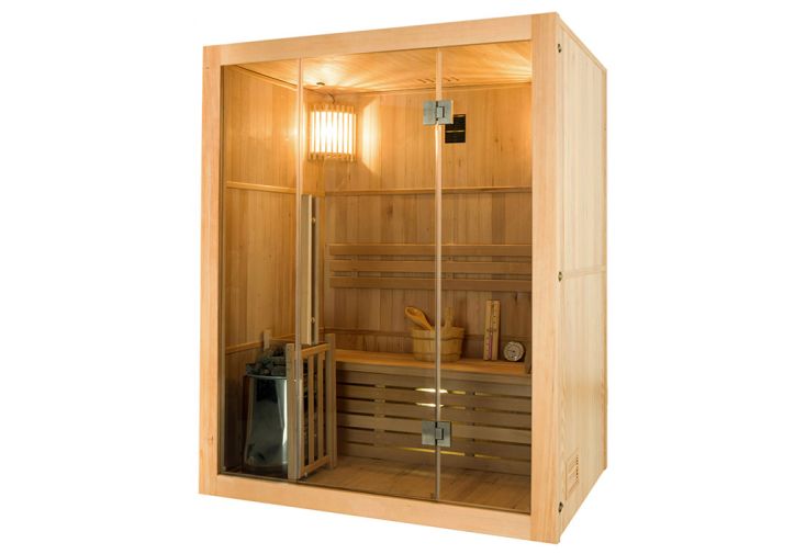 Sauna 3 places panoramique en épicéa + poêle électrique 3,5 kW – Sense 3