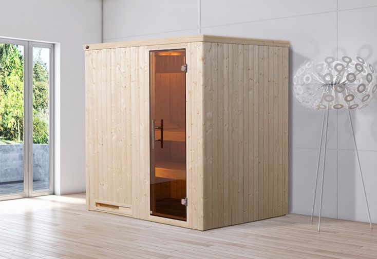 Sauna traditionnel en bois massif 194 x 144 cm - Halmstad