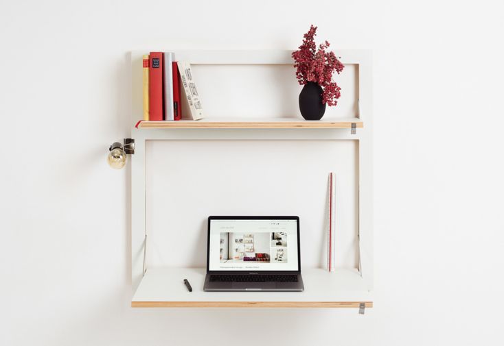 Secrétaire mural avec étagère en bois Fläpps – 80 x 46 x 80 cm