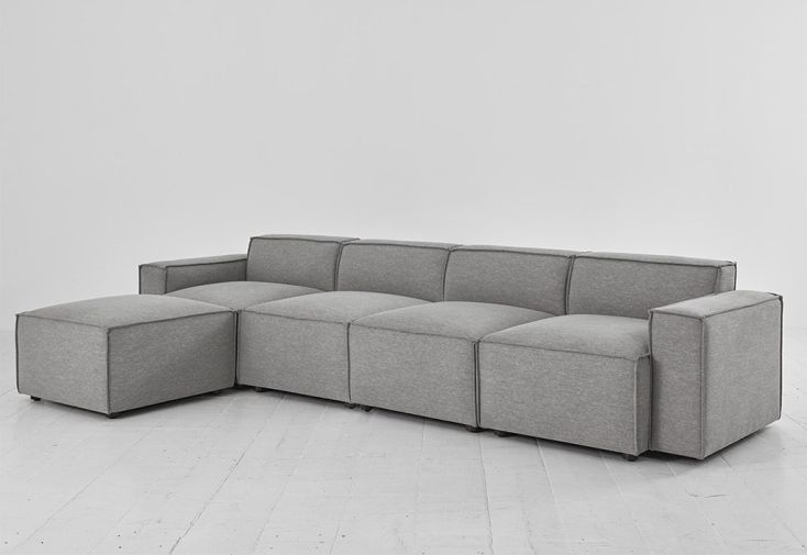 Canapé modulable 4 places en tissu et bois massif Shadow – 162 x 324 cm