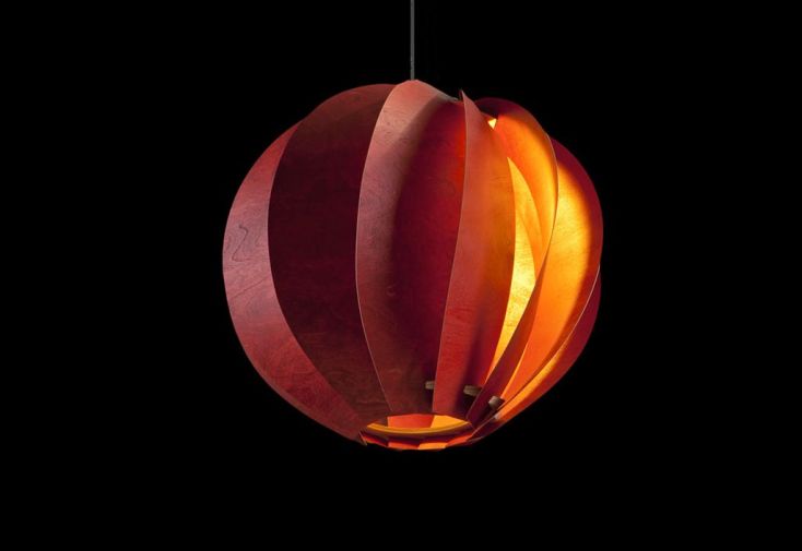Lampe Suspension Design en Bois Bloom Rond 31x27cm