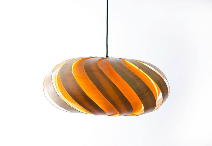 Lampe Suspension Design en Bois Éclipse 66x29cm