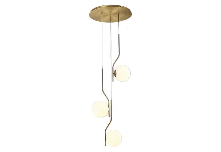 Suspension luminaire en métal 3 globes or antique – Maui