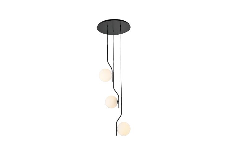 Suspension luminaire en métal 3 globes noir mat – Maui